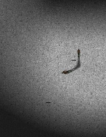 Figure of man in empty space. 3D renderingの写真素材