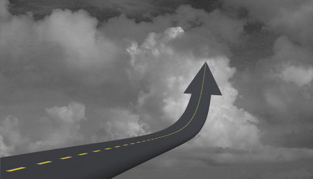 Highway to sky in arrow shape. 3D rendering