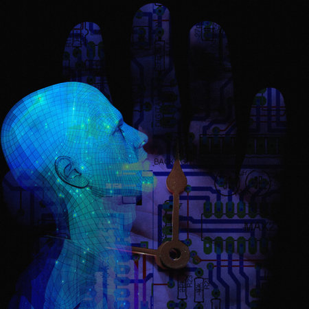 Machine Mind Concept. Modern digital artの写真素材