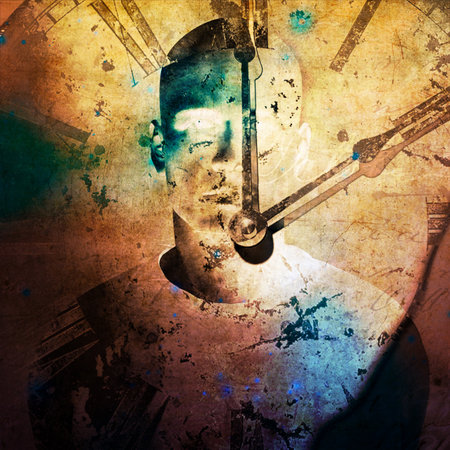 Vintage clock face. Surreal artwork