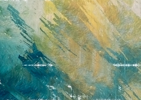 Abstract painting in azure yellow colors