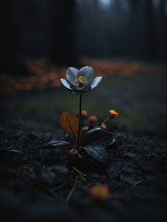 Dark beautiful flower. AI generatedの素材