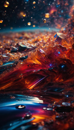 Colored water molecule. AI generatedの素材