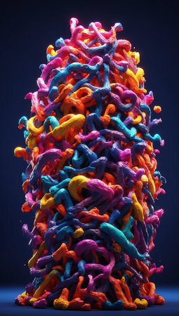 Abstract figure of intertwined people. AI generatedの素材