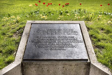Germany, Munich: Memorial stone of the central place of the victims of German National Socialism in the center of the Bavarian capital. April 22, 2016のeditorial素材