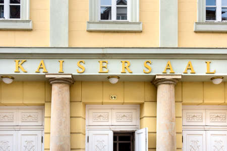Germany, Thuringia, Erfurt - May 06: Front view and main entrance of historic Kaisersaal. The emperor's hall is a famous concert hall and congress center, 06 May 2017のeditorial素材