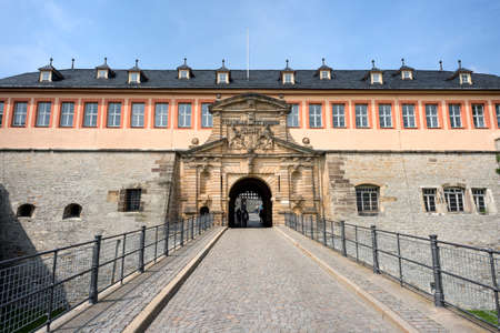 Germany, Thuringia, Erfurt, Zitadelle Petersberg, near dome, Petrini Street, Peterstor - May 07: Gate and main entrance of citadel, 07 May 2017のeditorial素材