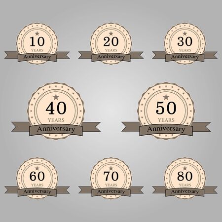 Set of anniversary retro badgesのイラスト素材
