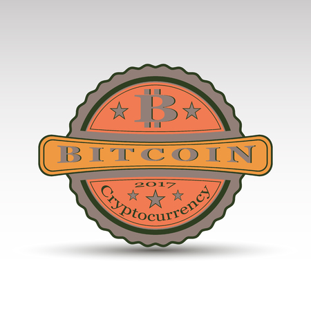 the retro badge with bit coin symbolのイラスト素材