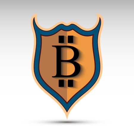 Shield with bit coin symbolのイラスト素材