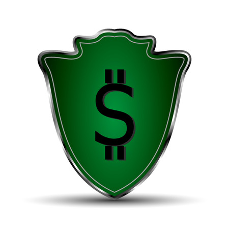 The vector green shield with dollar symbolのイラスト素材