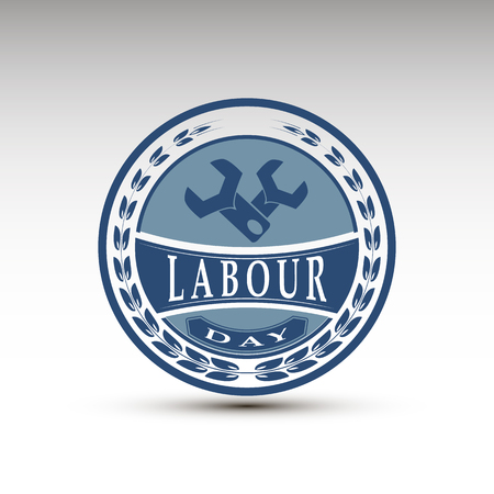 The vector emblem for labour day.Vintage designのイラスト素材