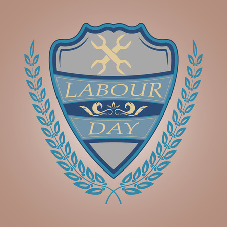 The vector shield for labour day.Flat designのイラスト素材