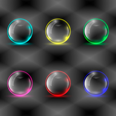 Set of vector illustrations of different colored transparent spheresのイラスト素材
