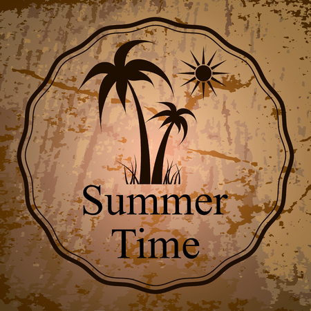 Vector Illustration of summer holidays logo on the abstract background.のイラスト素材