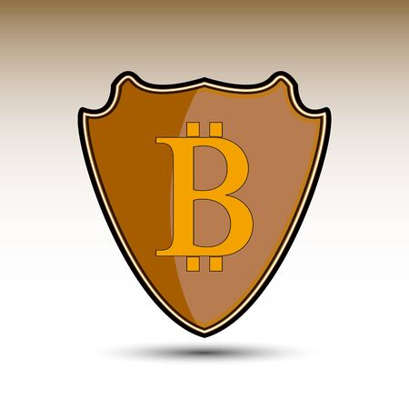 The vector shield with bitcoin symbol for you business projectのイラスト素材