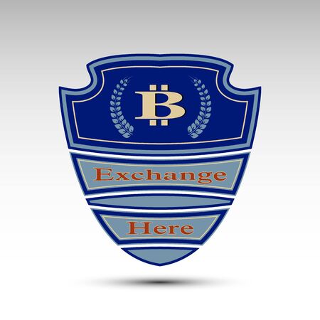 The vector flat shield with bit coin symbol.Exchange hereのイラスト素材