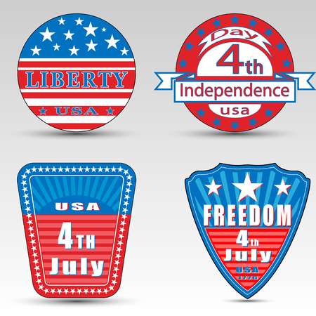 Set of different striped emblems of USA independence day in 4th July.のイラスト素材