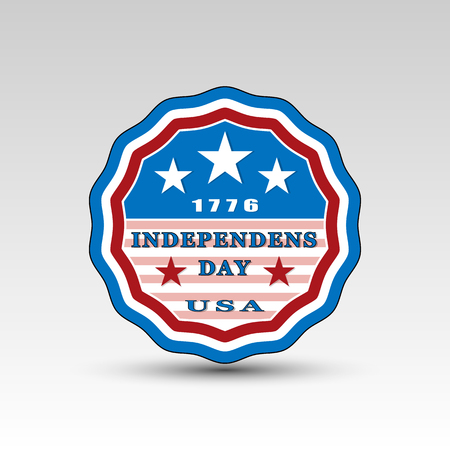 Vector illustration of the patriotic emblem with the 1776 year and independence day USA words.のイラスト素材