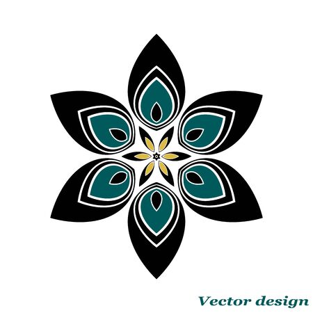 Orange and green geometric flowerのイラスト素材