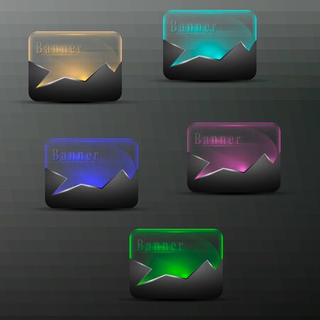 Vector illustration of transparent colorful illuminated shatters banners.のイラスト素材