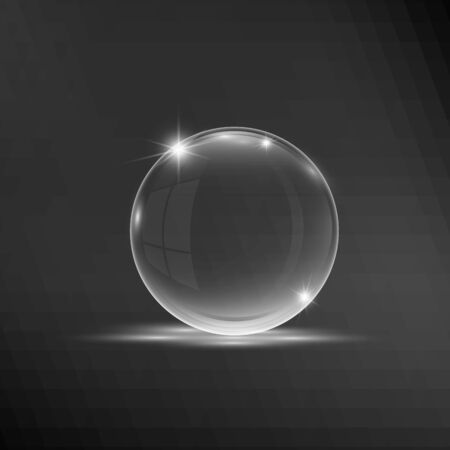 Vector illustration of transparent clear shiny crystal ball logo.のイラスト素材