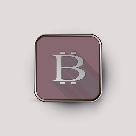 Vector illustration of purple square with bitcoin cryprocurrency emblem.のイラスト素材