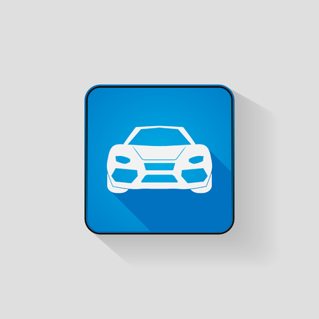 Vector illustration of blue colored icon with car inside.のイラスト素材