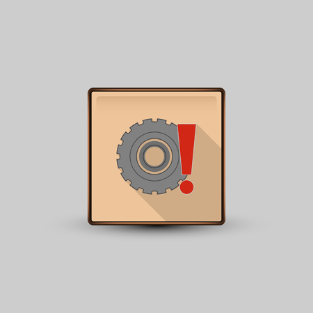 Vector illustration of wheel and exclamation mark icon.のイラスト素材