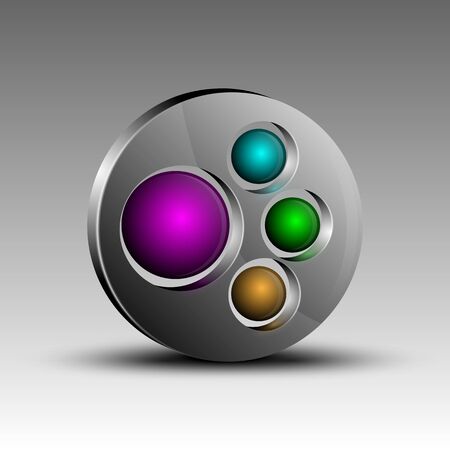 Vector illustration of different colored spheres in circle shaped logo.のイラスト素材
