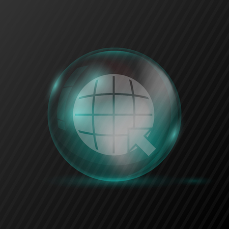 The vector 3d transparent sphere with earth and arrow symbolsのイラスト素材