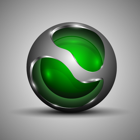 3d sphere inside a round metal box vector illustrationのイラスト素材