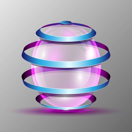 Transparent oval logo with colorful stripesのイラスト素材