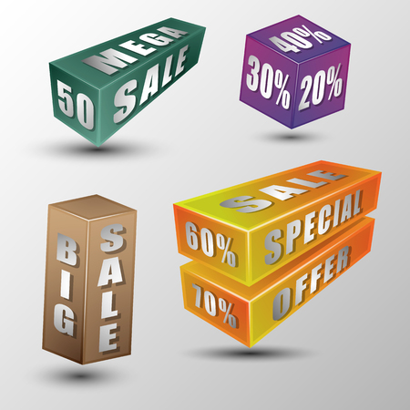 Sale message on 3d box set design on light background.のイラスト素材