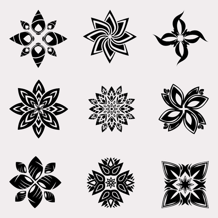 The vector set of heraldic decoration flowersのイラスト素材