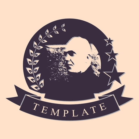 Sticker template. Portrait of a guy and place for textのイラスト素材