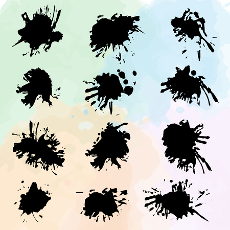 set of different form grunge brushesのイラスト素材