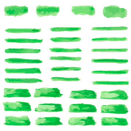 set of green paint water color brushes strokeのイラスト素材
