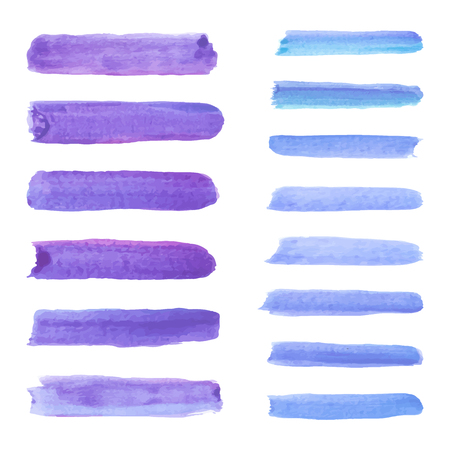 set of watercolor pastel violet brushes strokeのイラスト素材