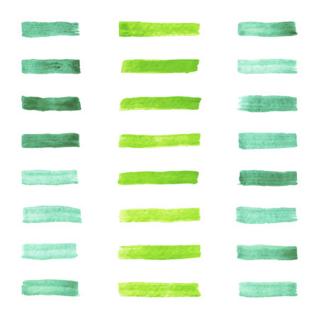 set of watercolor pastel green brushes strokeのイラスト素材