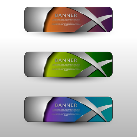 The vector set of colored info graphic banners with headlineのイラスト素材