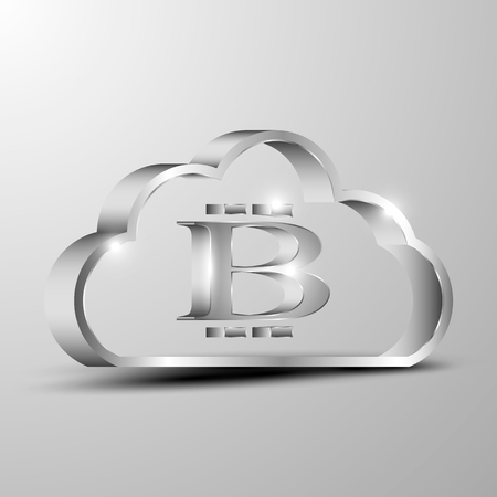 3d illustration of an aluminum cloud with a bitcoin symbol.Business designのイラスト素材