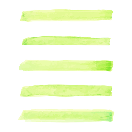 The vector set of watercolor pastel green brushes strokeのイラスト素材