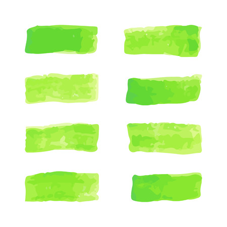 The vector set of watercolor pastel green brushes strokeのイラスト素材