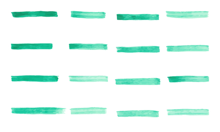 The vector set of watercolor pastel green brushes strokeのイラスト素材