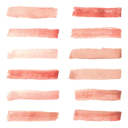 Set of watercolor different red paint brushesのイラスト素材