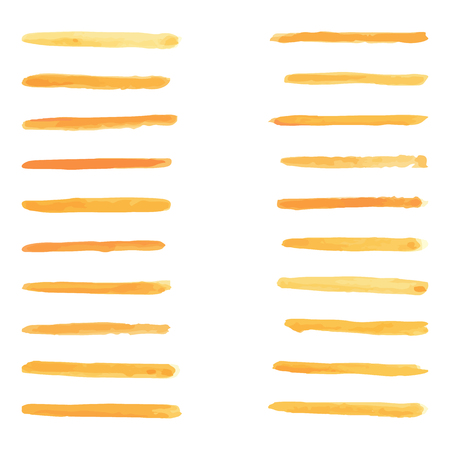 Vector set of orange watercolor brushes for paintingのイラスト素材