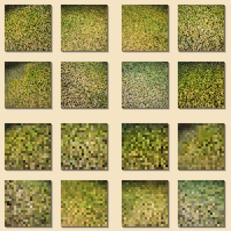 Shades of green.Pixel design.Set of vector textures.Patterns for decoration.のイラスト素材