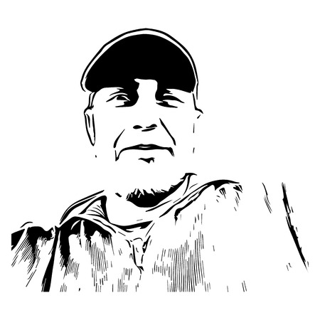 Grunge portrait of a guy on a white backgroundのイラスト素材