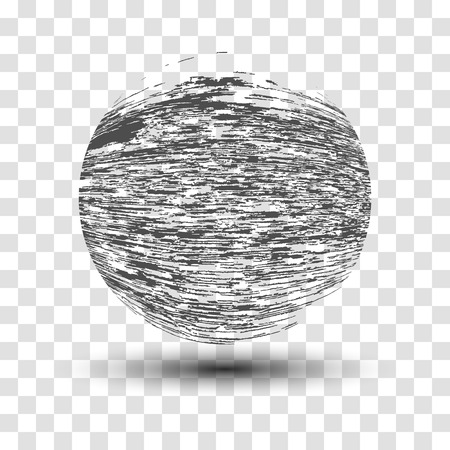 Striped 3d sphere.Distressed monochrome texture.Grunge vector illustration for decorationのイラスト素材